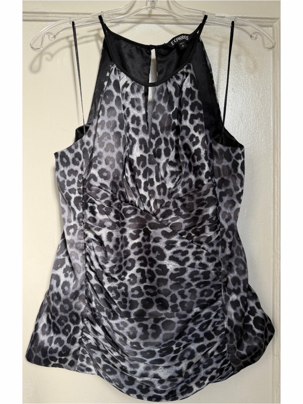 Express Black & Gray Leopard Halter